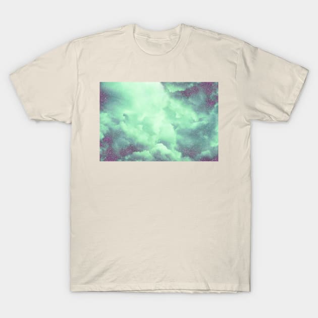 clouds mask pattern masks in pastel colors with glitter in mint green turquoise blue T-Shirt by designsbyxarah